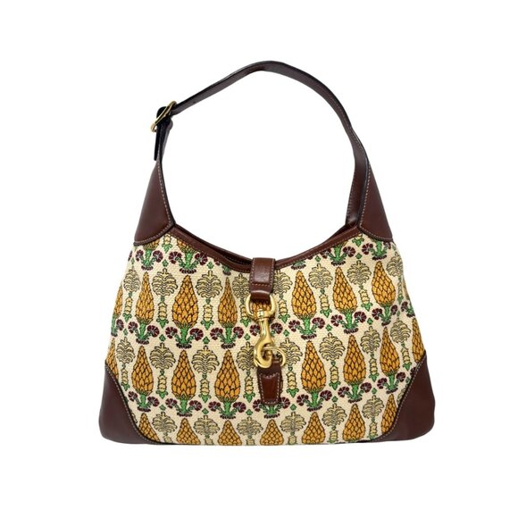 GUCCI Vintage Jackie Pigna Pineapple Jacquard Shoulder Bag Brown Yellow [106290] - Picture 5 of 13